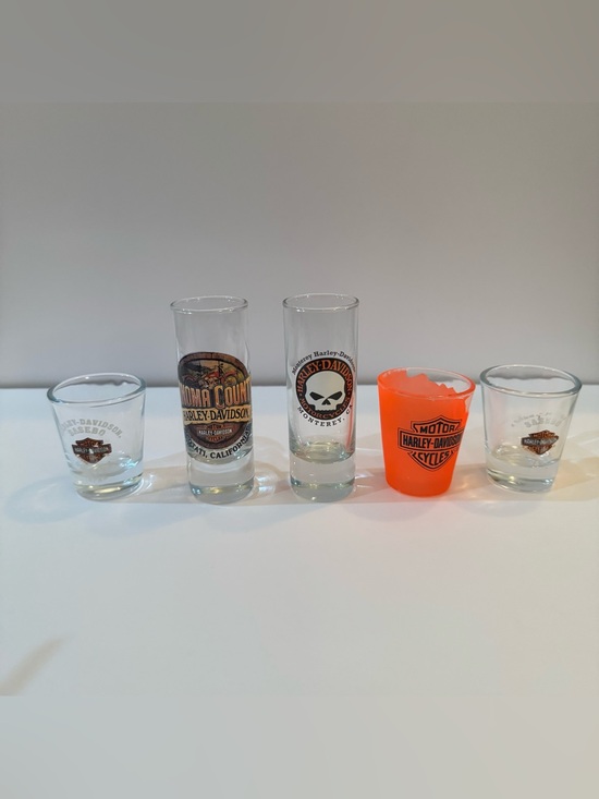 Other - 5 Harley Davidson Shot Glasses Mixed Lot